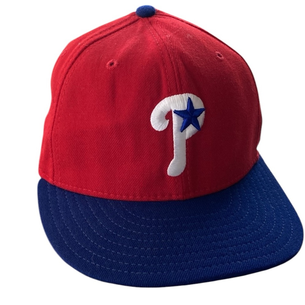 New Era Phillies wool baseball hat cap 59/50 field cap only one worn on field